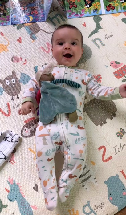 Ronja in her favorite Finn and Emma outfit from her UpChoose set