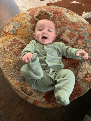 Barrett Michael in his favorite L'ovedbaby outfit from his first UpChoose set